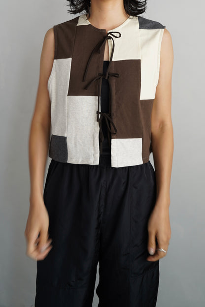 Patchwork Vest / IVORYBROWN -8月5-10日発送-