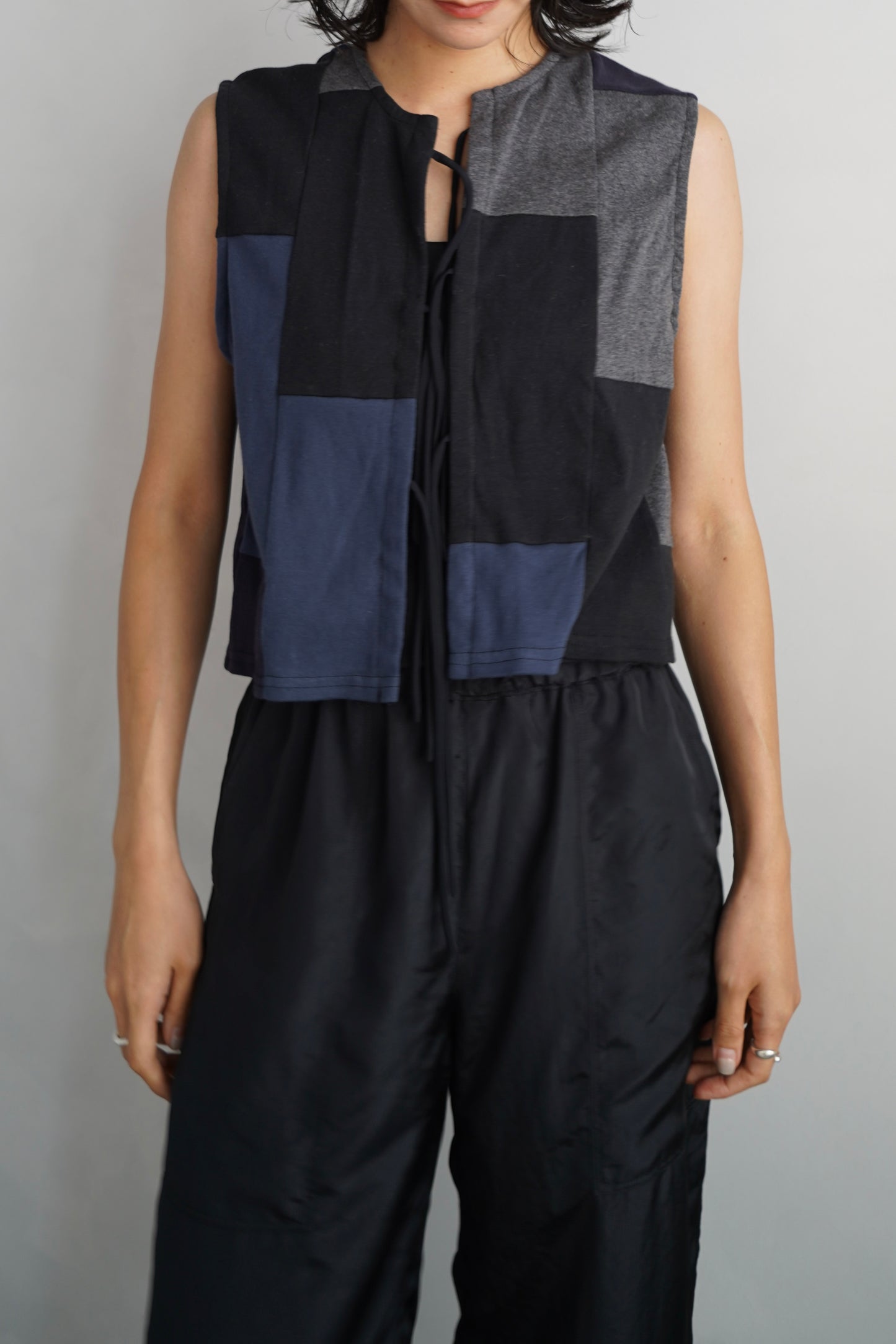 Patchwork Vest / NAVYBLACK -8月5-10日発送-