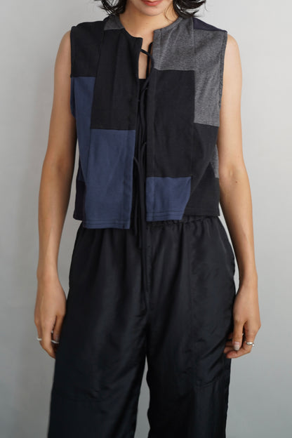 Patchwork Vest / NAVYBLACK -8月5-10日発送-