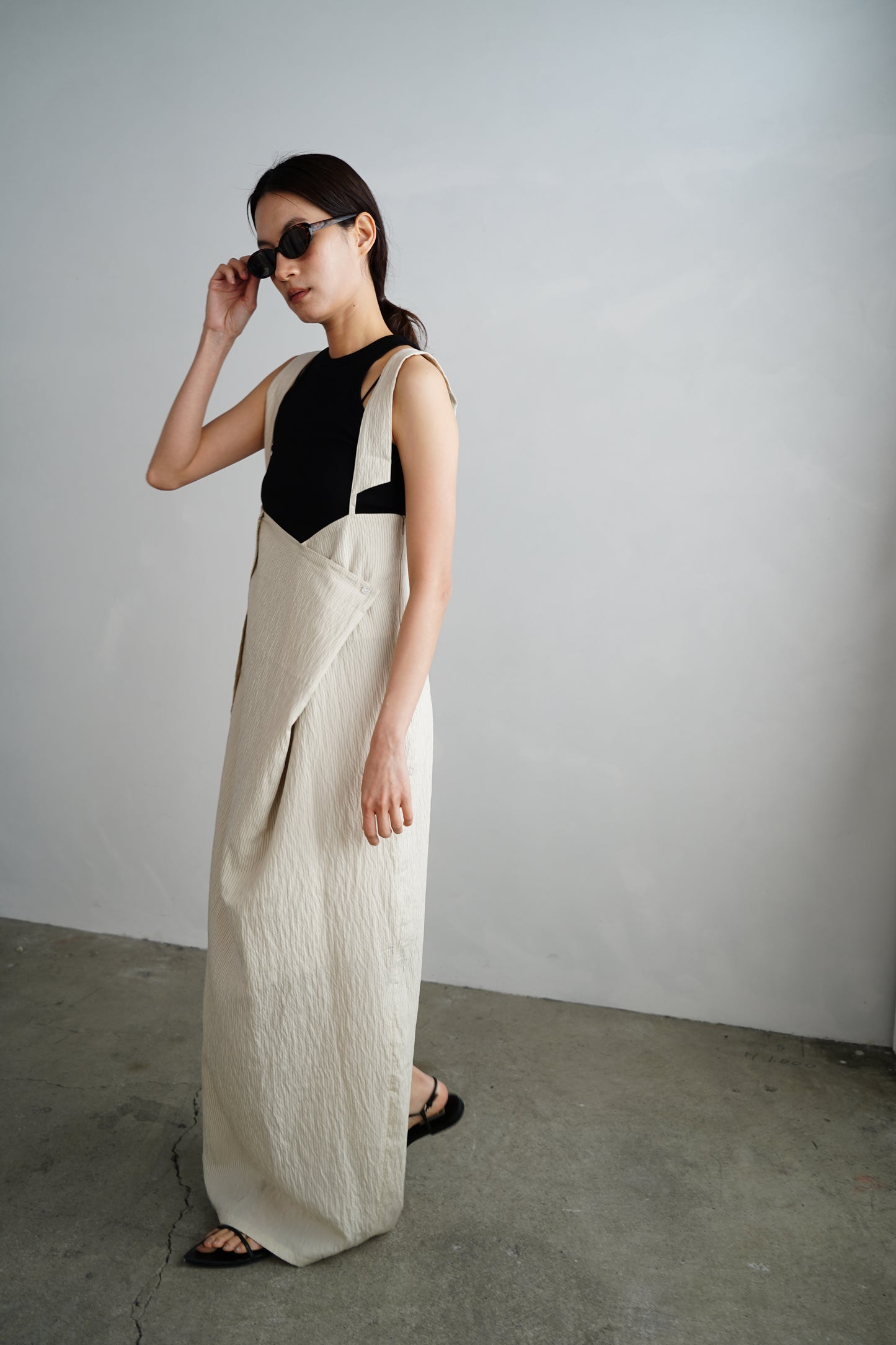 Wrap Stripe Dress / BEIGE -4月30日発送-
