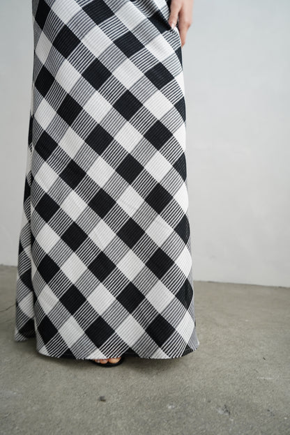Mesh Plaid Skirt / BLACKWHITE
