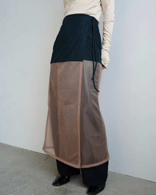 Bright Organdy Wrap Skirt / GREEN×BEIGE -9月30日発送-