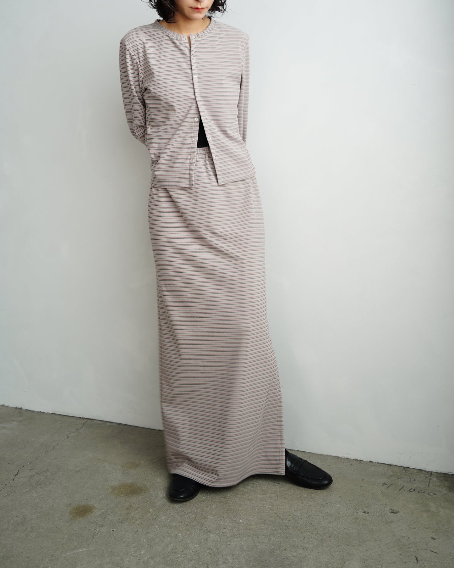 Plush Multi Border Skirt / GRAY -10月5-10日発送-