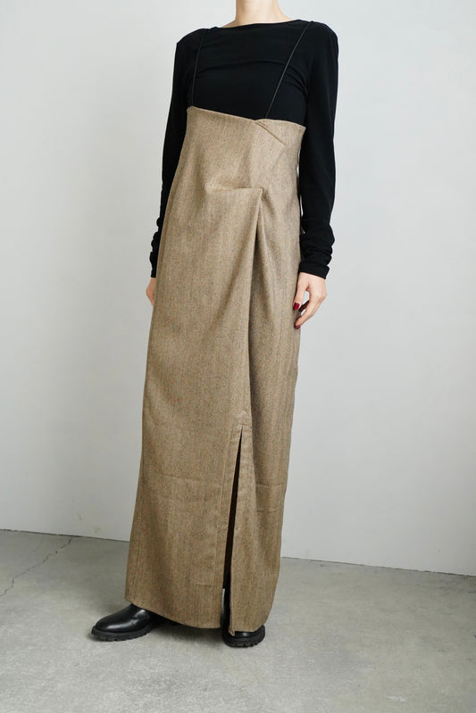 Herringbone Jump Skirt / BROWN