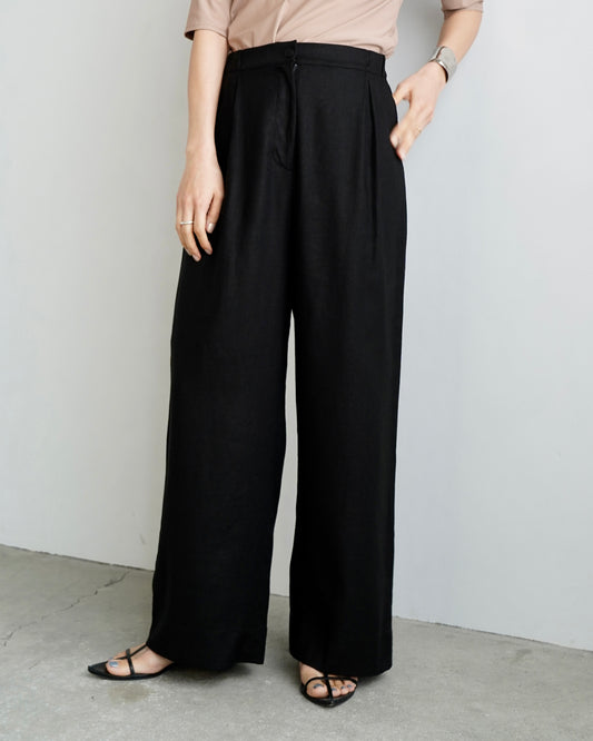 Rayon Linen Pants / BLACK -5日以内発送-