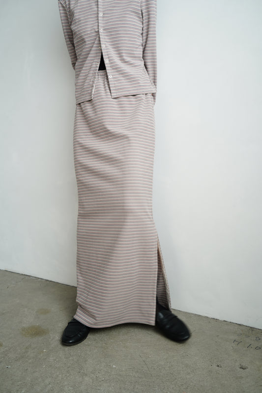 Plush Multi Border Skirt / GRAY -10月5-10日発送-