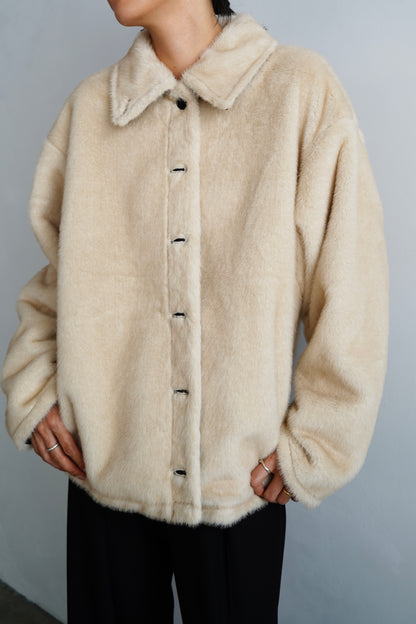Reversible Fur Nylon Blouson / BLACKCREAM