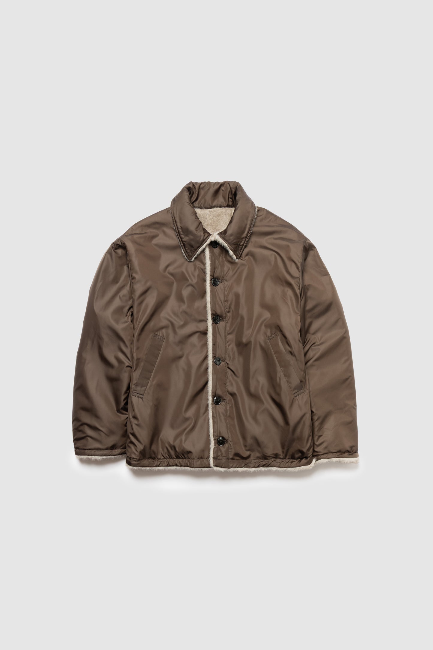 Reversible Fur Nylon Blouson / BROWNGREIGE
