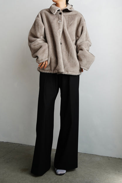 Reversible Fur Nylon Blouson / BROWNGREIGE