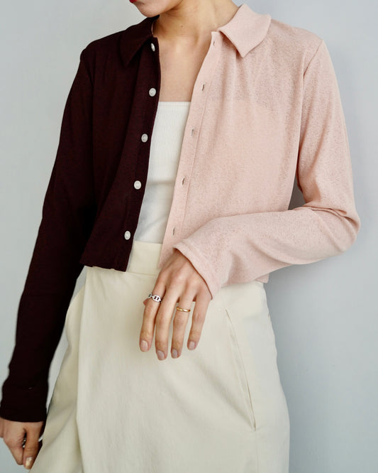 2tone Cardigan / PINKBROWN  -3日以内発送-