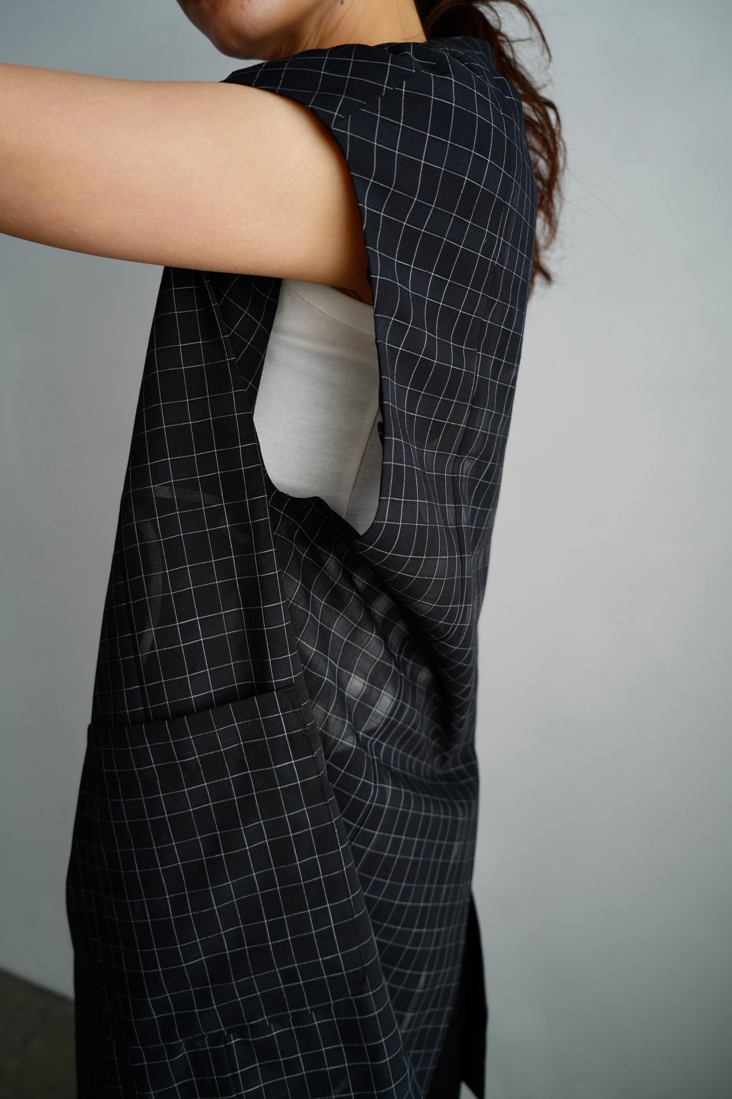 Sheer Plaid Multi Jacket / BLACK