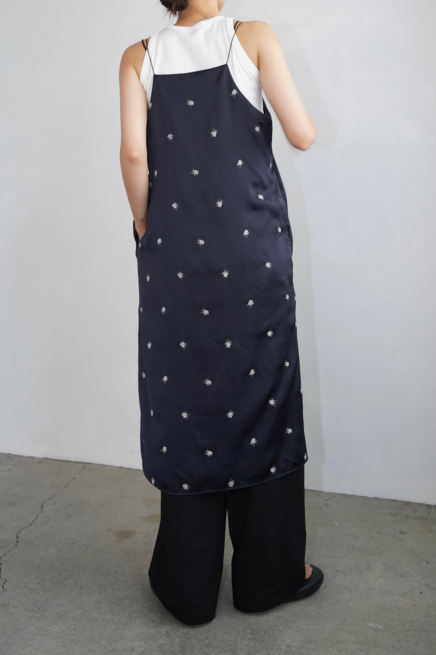 Stitch Flower Cami Dress / NAVY -8月3-7日発送-
