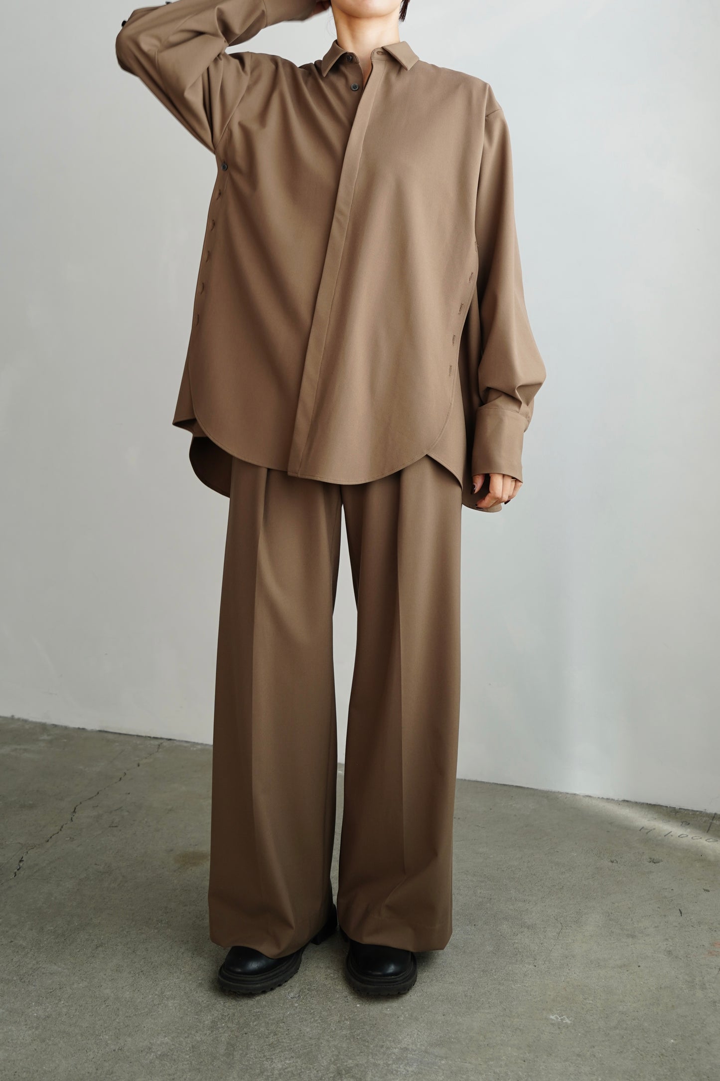 Side Button Shirts / BROWN -10月17日発送-