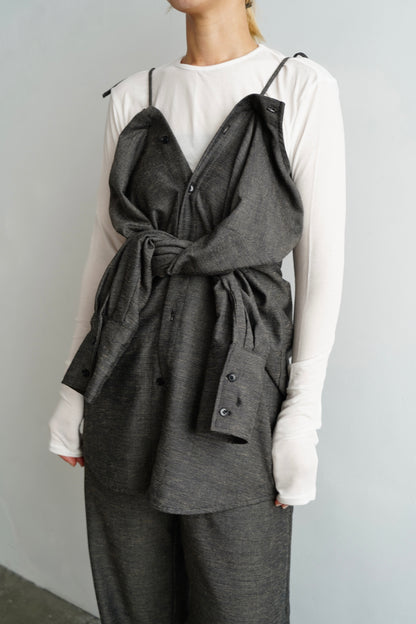 Nocollar Strap Shirts / GRAY -9月20−25日発送-