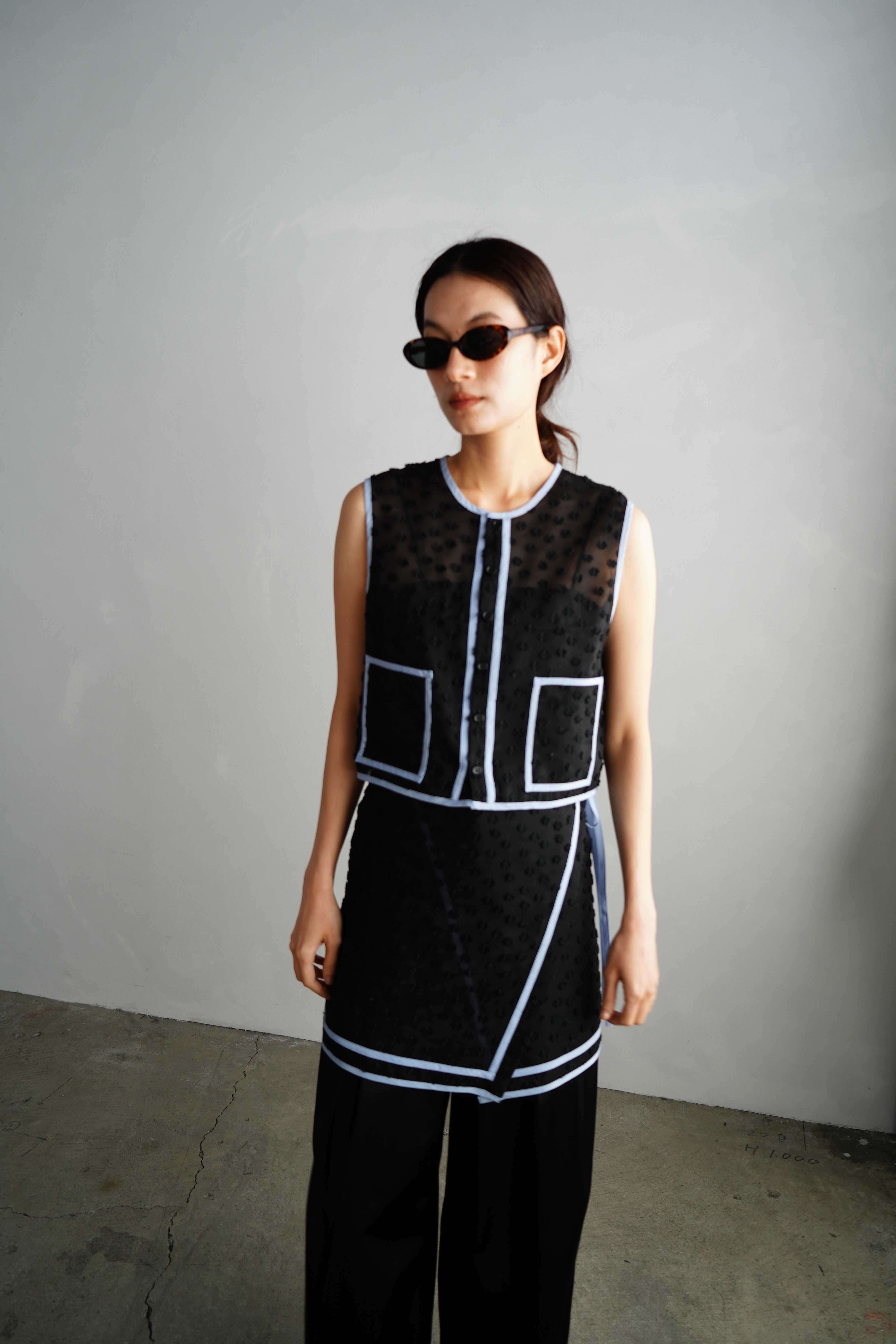 None / | 2024SS | EENK / インク YONITA Lace-trim Vest レース ベスト | S | ブラック | レディース None / | 2024SS | EENK / インク YONITA Lace-trim Vest レース