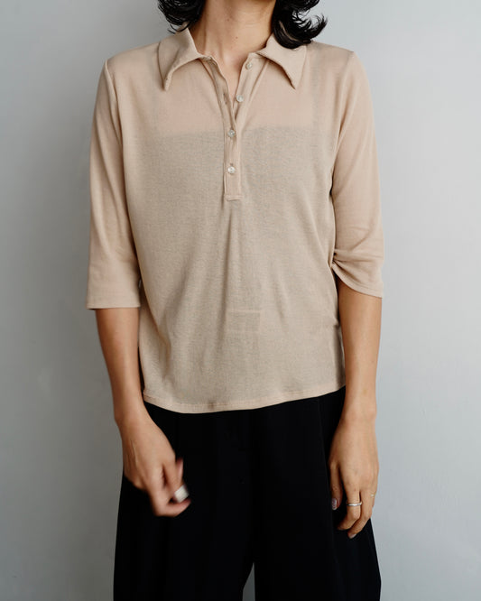 Sheer Polo Shirt / BEIGE