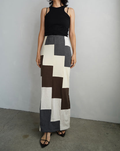Patchwork Skirt / IVORYBROWN -8月5-10日発送-