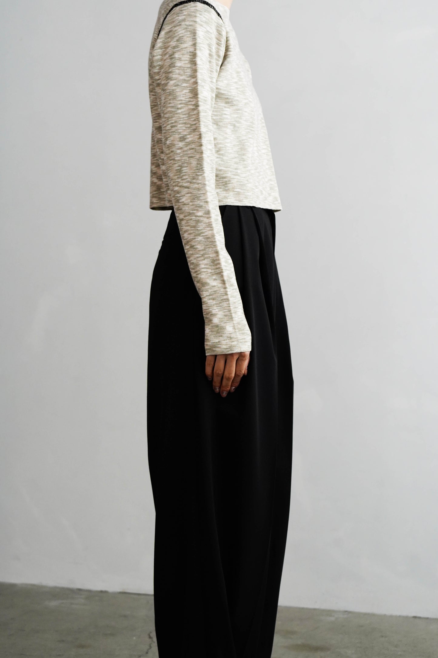 Melange Knit Pullover / GRAY