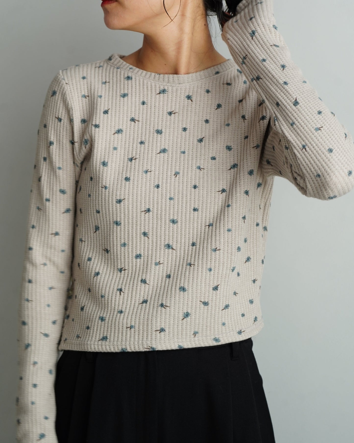 Flower Thermal  Pullover / GRAY -10月5-10日発送-