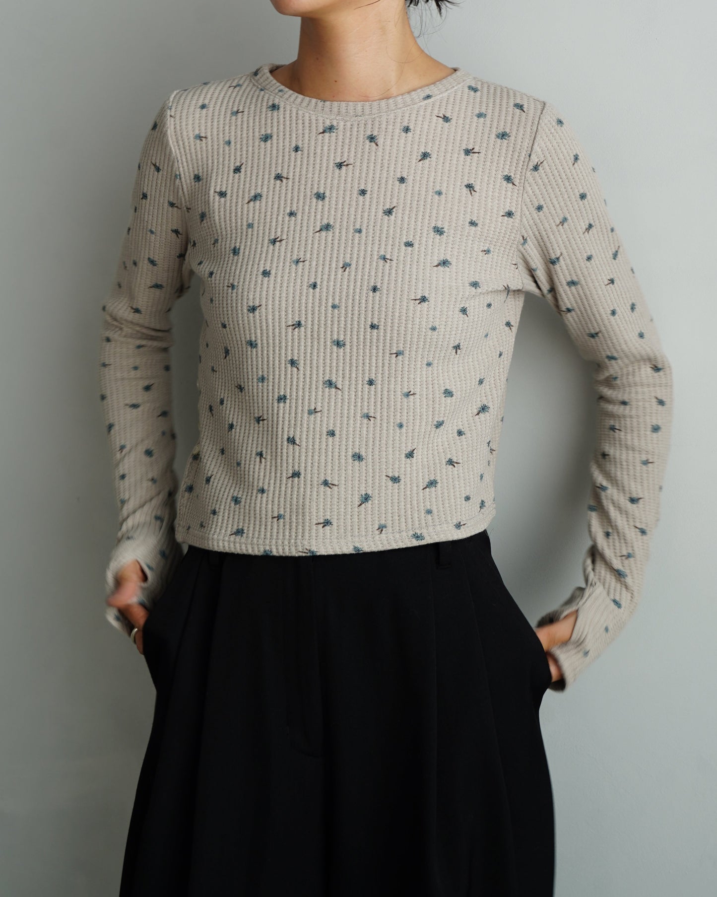 Flower Thermal  Pullover / GRAY -10月5-10日発送-