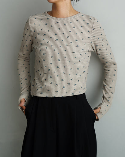 Flower Thermal  Pullover / GRAY -10月5-10日発送-