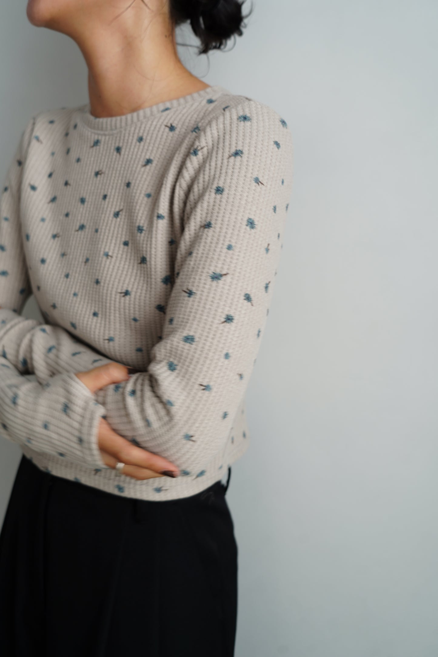 Flower Thermal  Pullover / GRAY -10月5-10日発送-