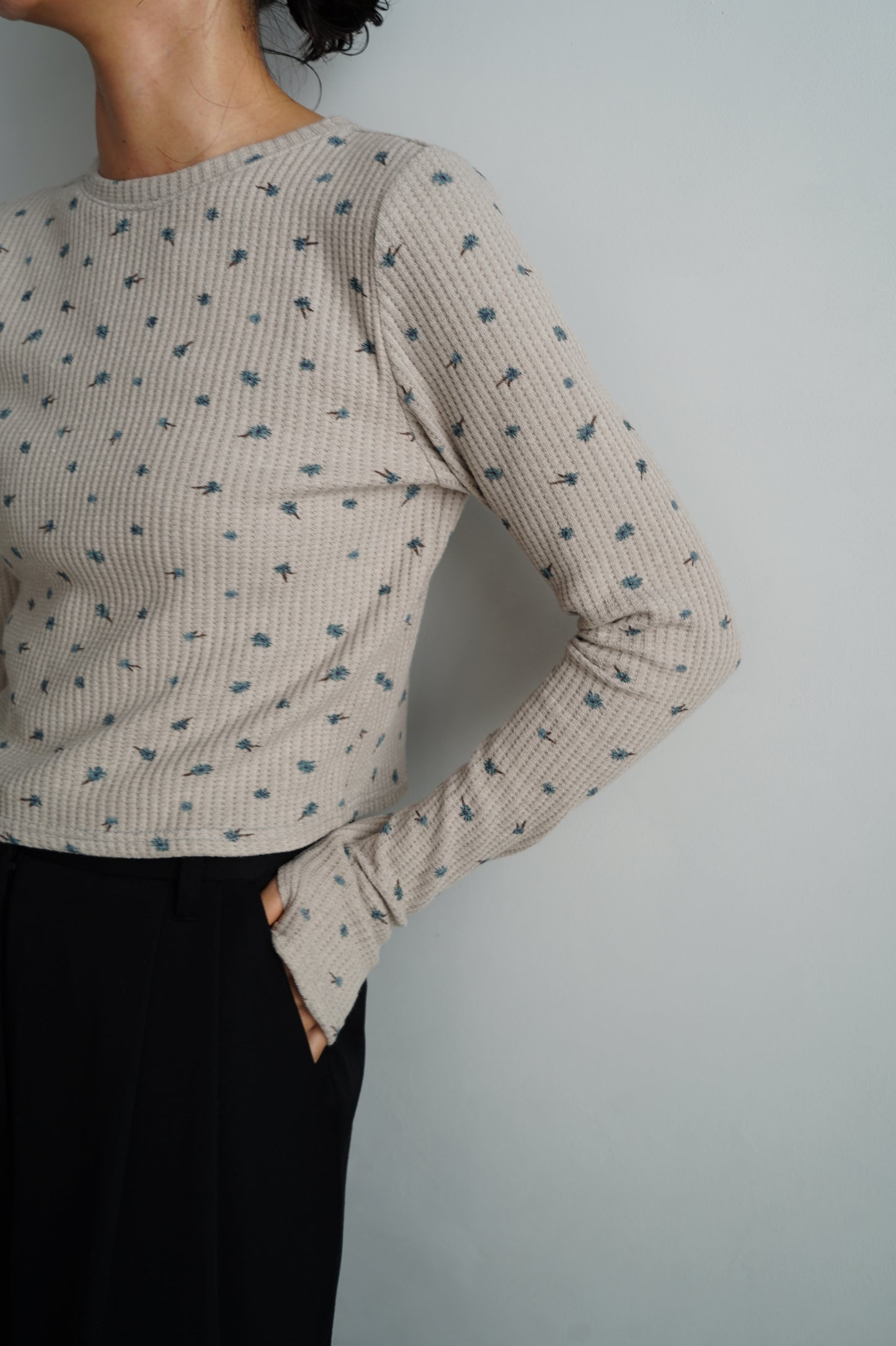 Flower Thermal  Pullover / GRAY -10月5-10日発送-