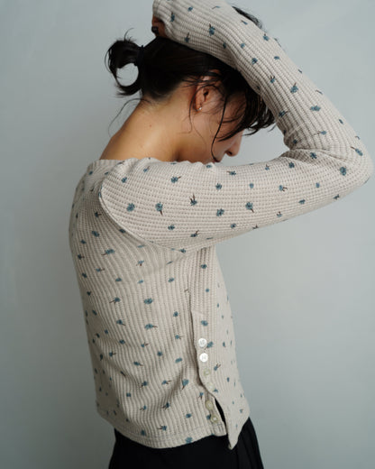 Flower Thermal  Pullover / GRAY -10月5-10日発送-
