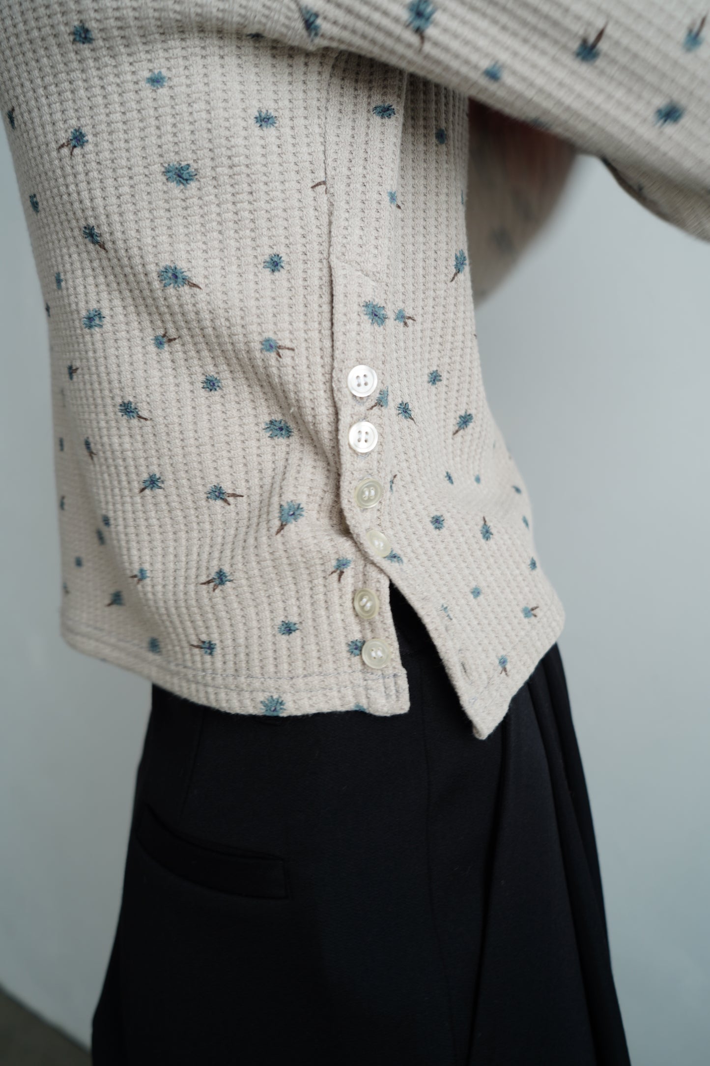 Flower Thermal  Pullover / GRAY -10月5-10日発送-