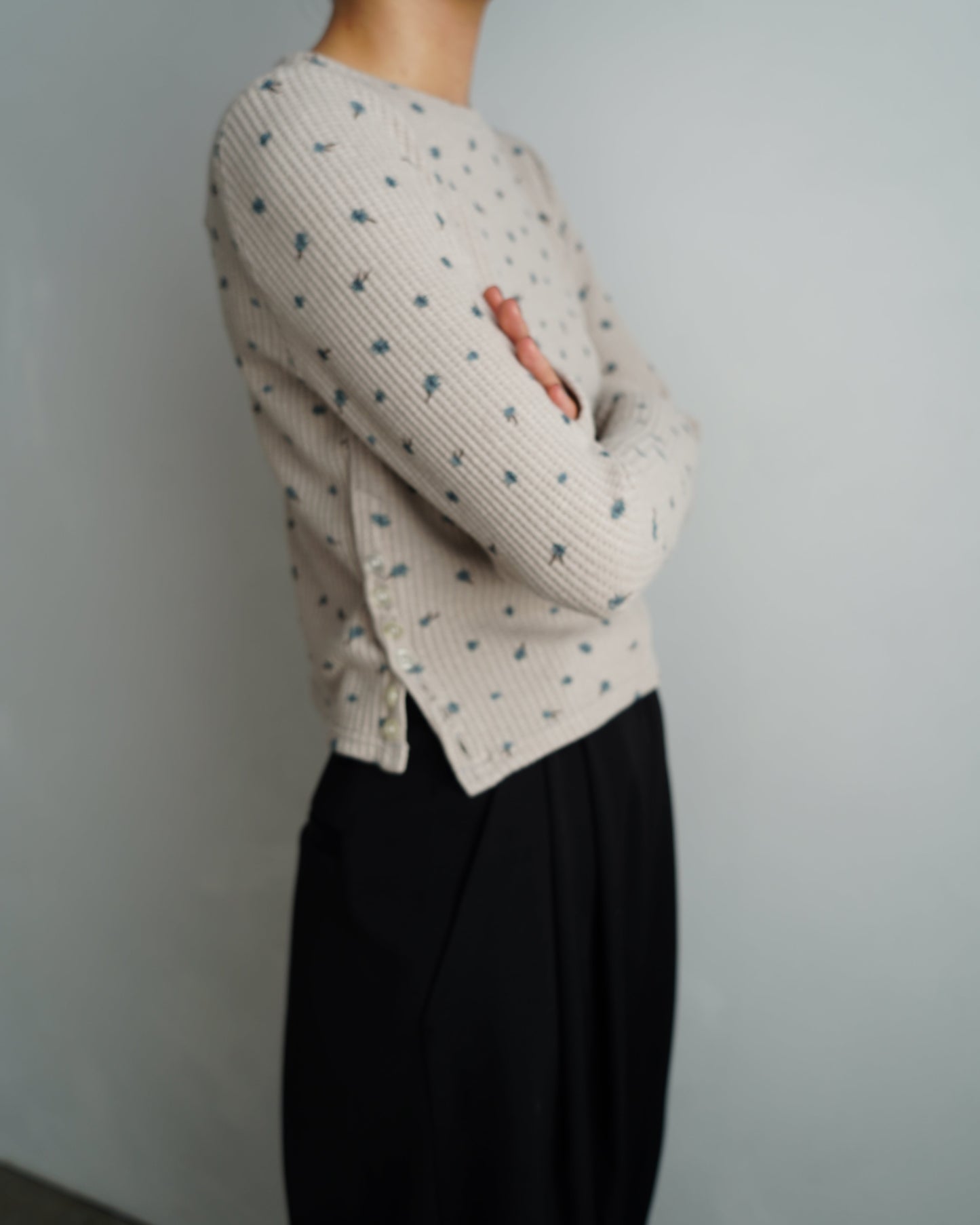 Flower Thermal  Pullover / GRAY -10月5-10日発送-