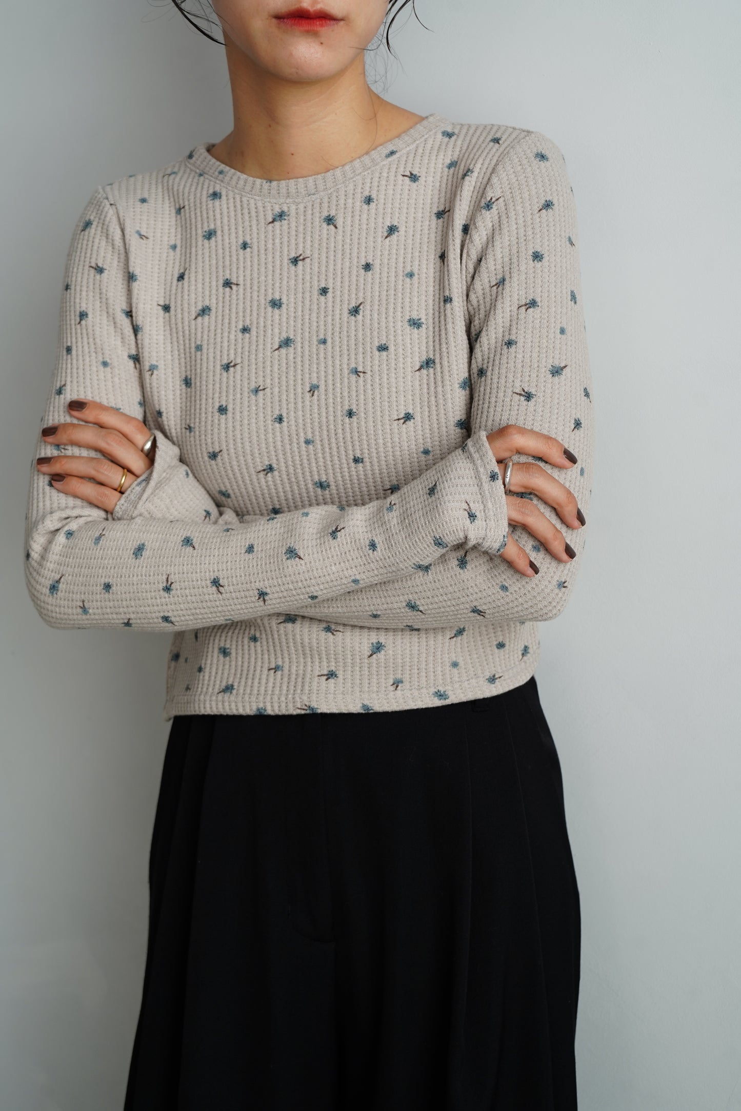 Flower Thermal  Pullover / GRAY -10月5-10日発送-