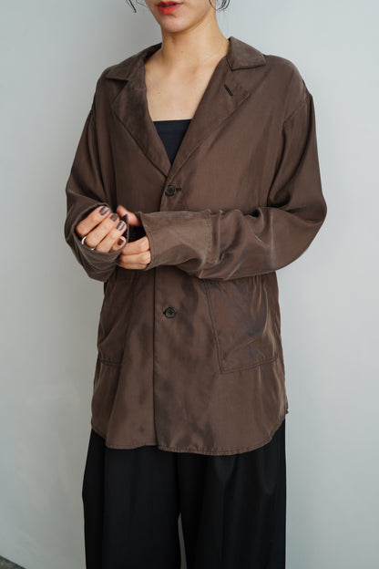 Fibril Chambray Shirts Jacket / BROWN -9月30日発送-