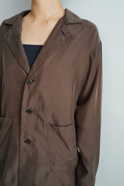 Fibril Chambray Shirts Jacket / BROWN -9月30日発送-