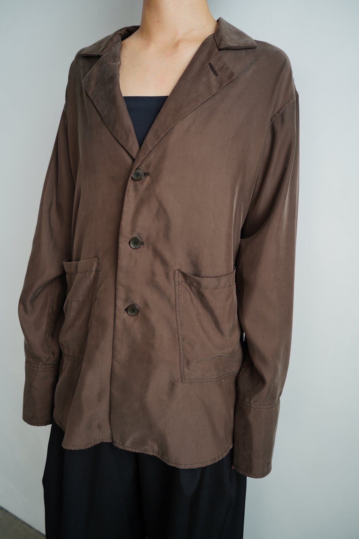 Fibril Chambray Shirts Jacket / BROWN -9月30日発送-