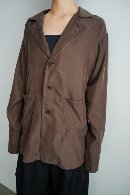Fibril Chambray Shirts Jacket / BROWN -9月30日発送-