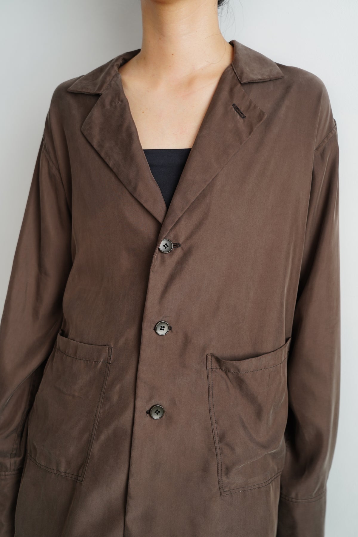 Fibril Chambray Shirts Jacket / BROWN -9月30日発送-
