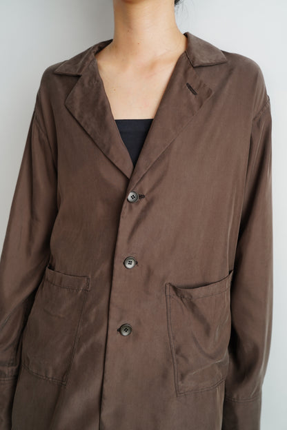 Fibril Chambray Shirts Jacket / BROWN -9月30日発送-