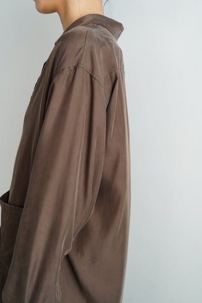 Fibril Chambray Shirts Jacket / BROWN -9月30日発送-