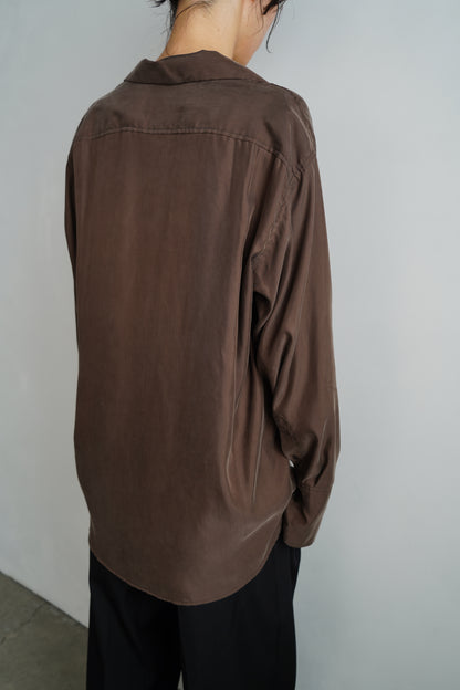 Fibril Chambray Shirts Jacket / BROWN -9月30日発送-