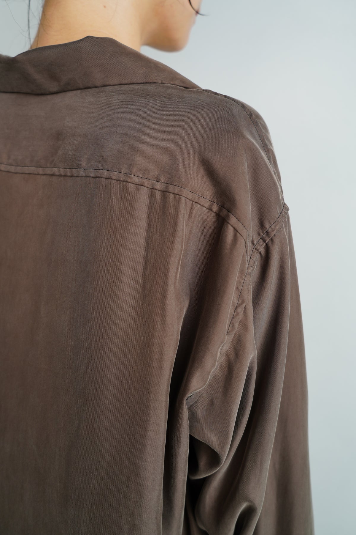 Fibril Chambray Shirts Jacket / BROWN -9月30日発送-