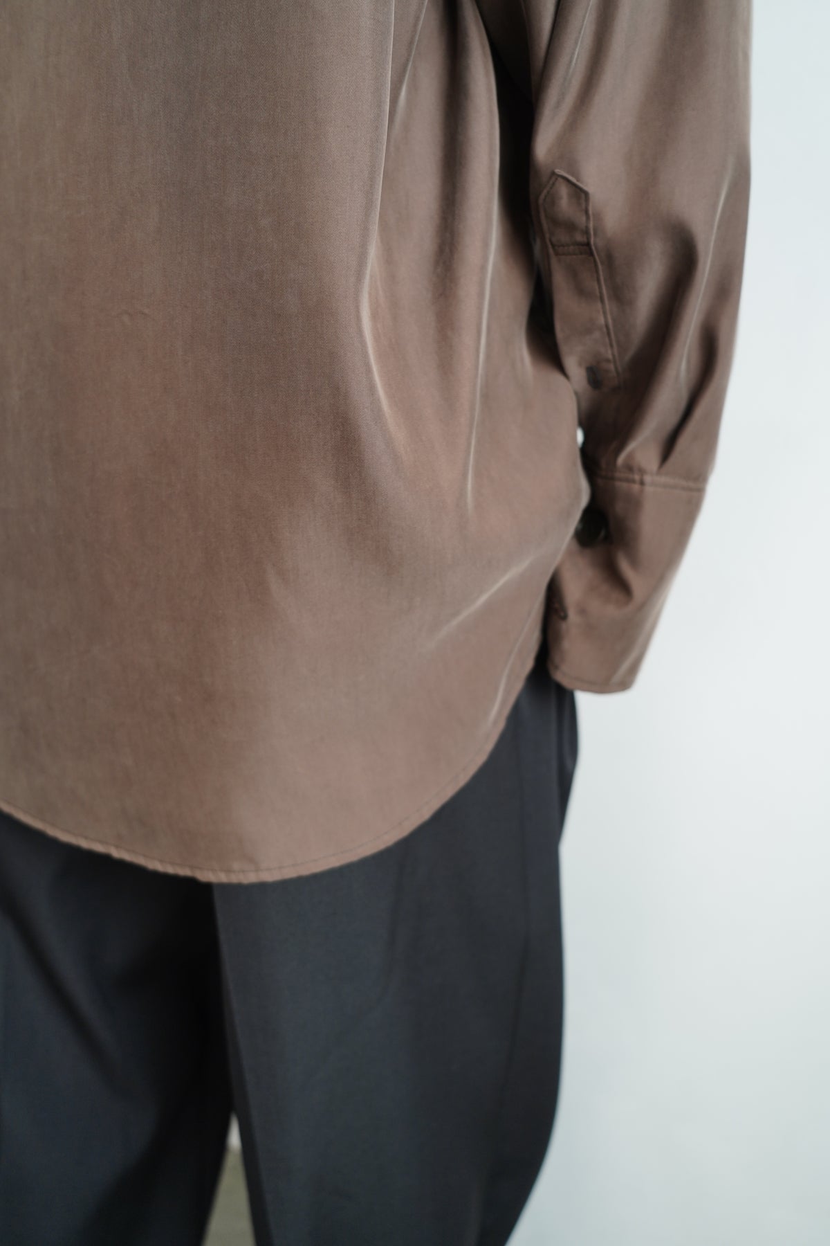 Fibril Chambray Shirts Jacket / BROWN -9月30日発送-