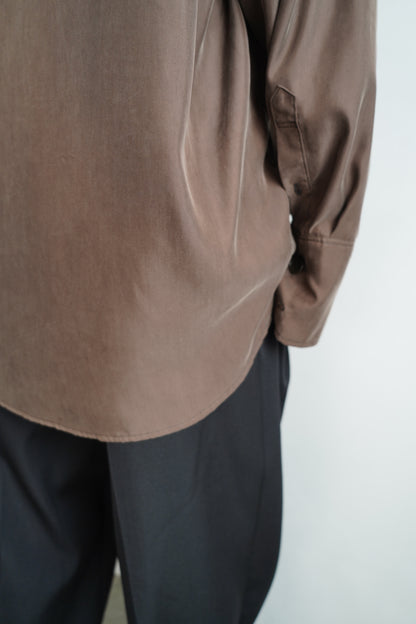 Fibril Chambray Shirts Jacket / BROWN -9月30日発送-