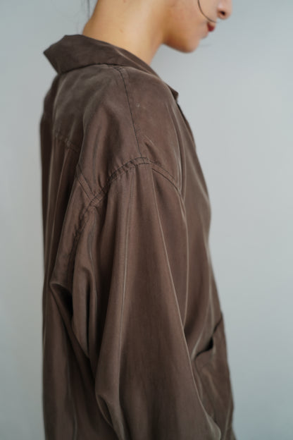Fibril Chambray Shirts Jacket / BROWN -9月30日発送-