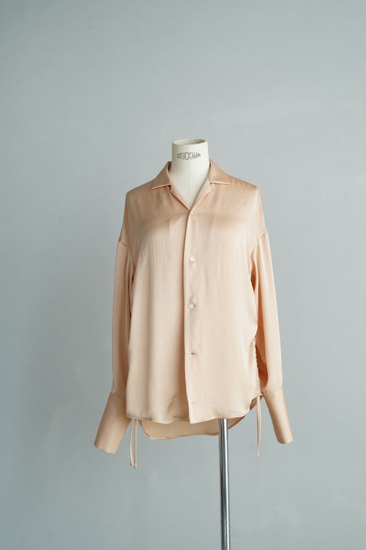 Open Collar Satin Shirts / SALMON -5月23-28日発送-