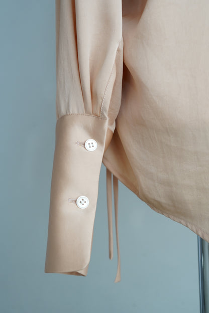 Open Collar Satin Shirts / SALMON -5月23-28日発送-
