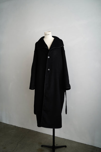Piping Wool Coat / BLACK -11月上旬発送-