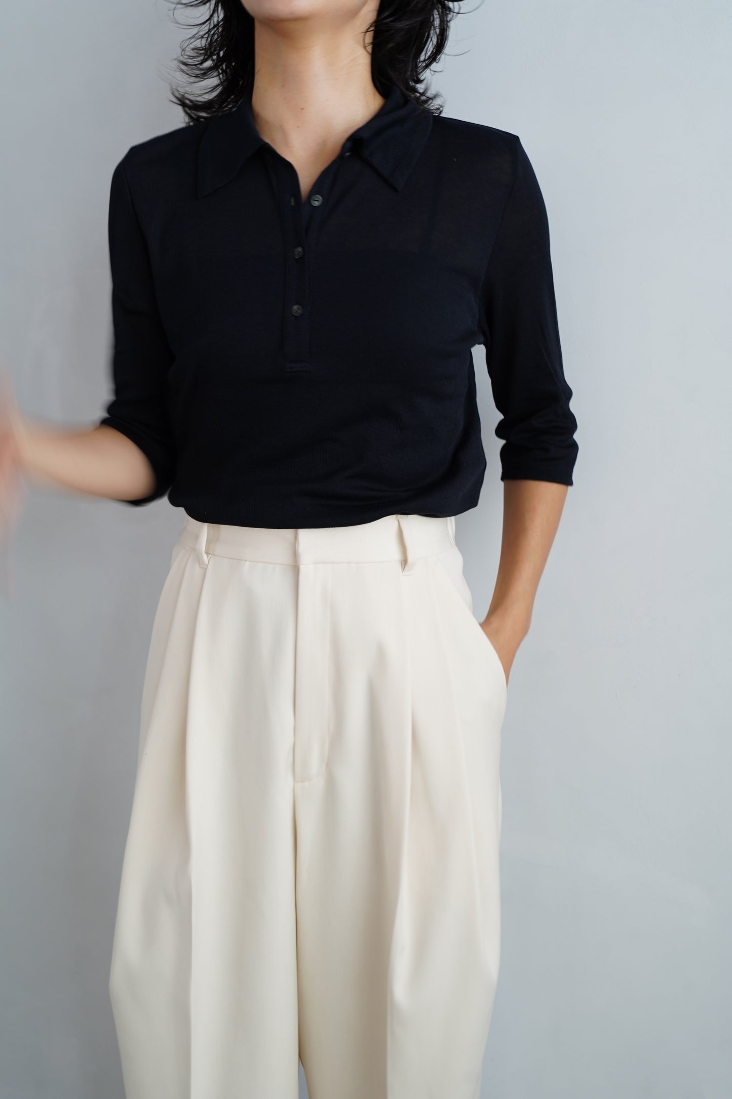 Sheer Polo Shirt / NAVY