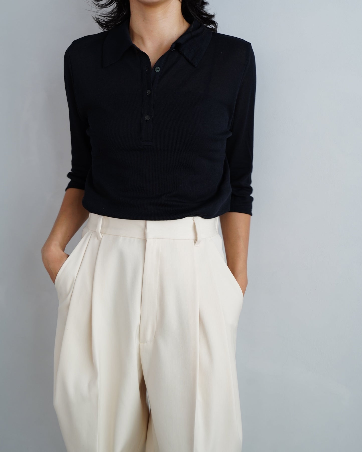 Sheer Polo Shirt / NAVY
