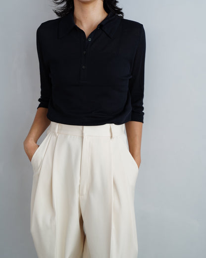 Sheer Polo Shirt / NAVY