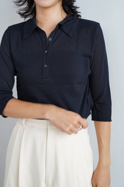 Sheer Polo Shirt / NAVY